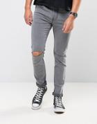 Only & Sons Skinny Jeans With Knee Rip - Gray