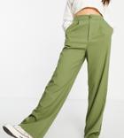 Stradivarius Wide Leg Relaxed Dad Pants In Light Khaki - Part Of A Set-green