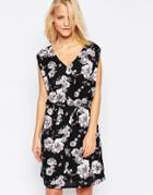 Minimum Belted Floral Dress - Black