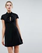 Asos Twist Front Mini A Line Dress - Black