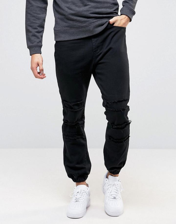 Liquor & Poker Distressed Cargo Jogger - Black
