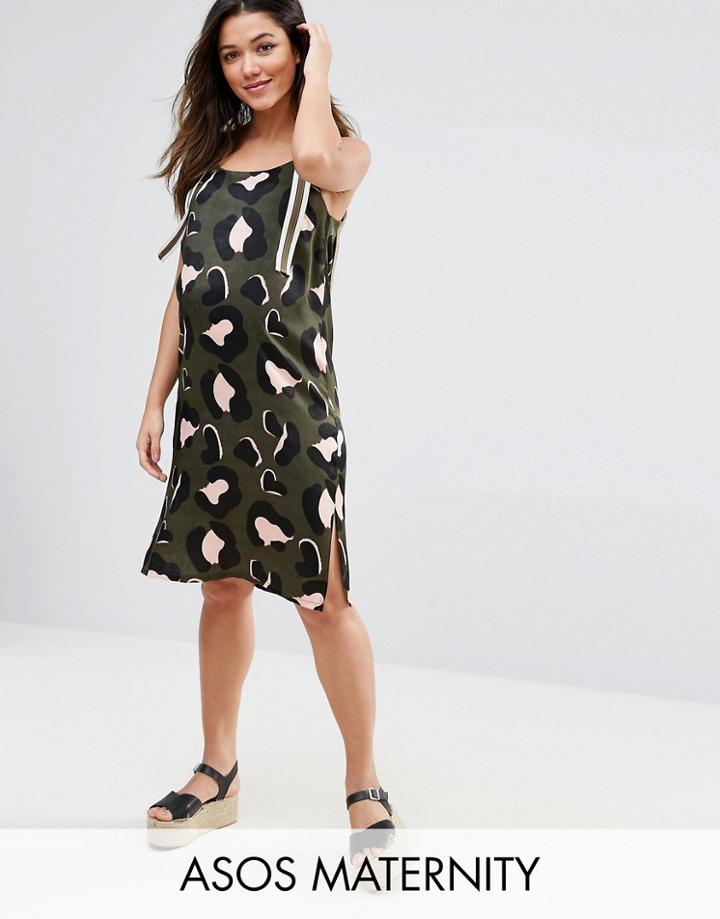 Asos Maternity Animal Print Stripe Cami Dress - Green
