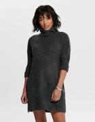 Only Roll Neck Mini Sweater Dress In Gray-grey