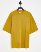 Topman Extreme Oversized Organic T-shirt In Mustard-yellow