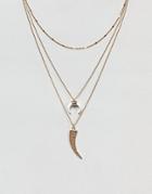 Orelia Gold Layering Necklace Pack With Cresent Detail - Gold