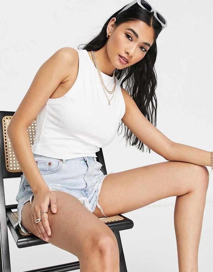 Dr Denim Cora Cropped Tank Top In White