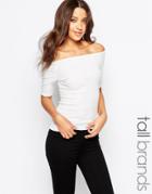 New Look Tall Rib Bardot Top - Cream