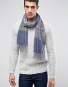 Asos Lambswool Check Scarf In Blue Check - Blue