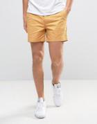 Asos Slim Shorter Chino Shorts In Mustard Yellow - Yellow
