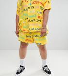 Asos Design X Glaad & Plus Shorts Two-piece In Scribble Print - Yellow