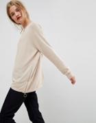 Asos Sweater In Cashmere With Zip Sides - Stone