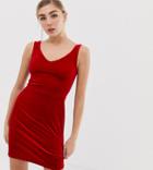 Miss Selfridge Bodycon Mini Dress In Red Velvet