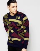Scotch & Soda Pullover Knitted Sweater With Intarsia Panels - Black