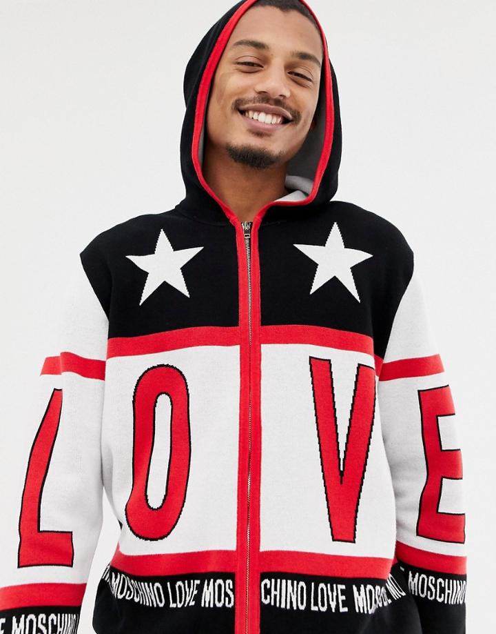 Love Moschino Zip Thru Knitted Jacket - Black