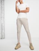 Mauvais Ribbed Smart Sweatpants Set In Beige-neutral