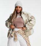 Asos Design Curve Checkerboard Puffer Jacket In Mono - Multi