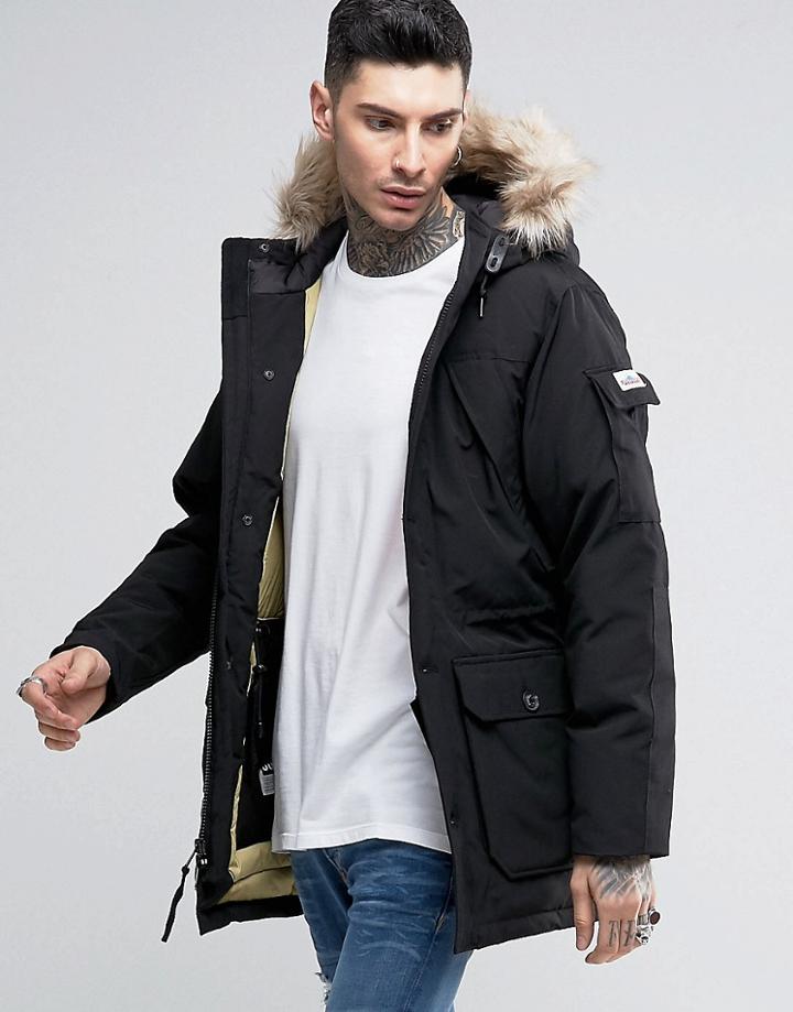 Penfield Hoosac Down Mountain Parka Faux Fur Trim - Black