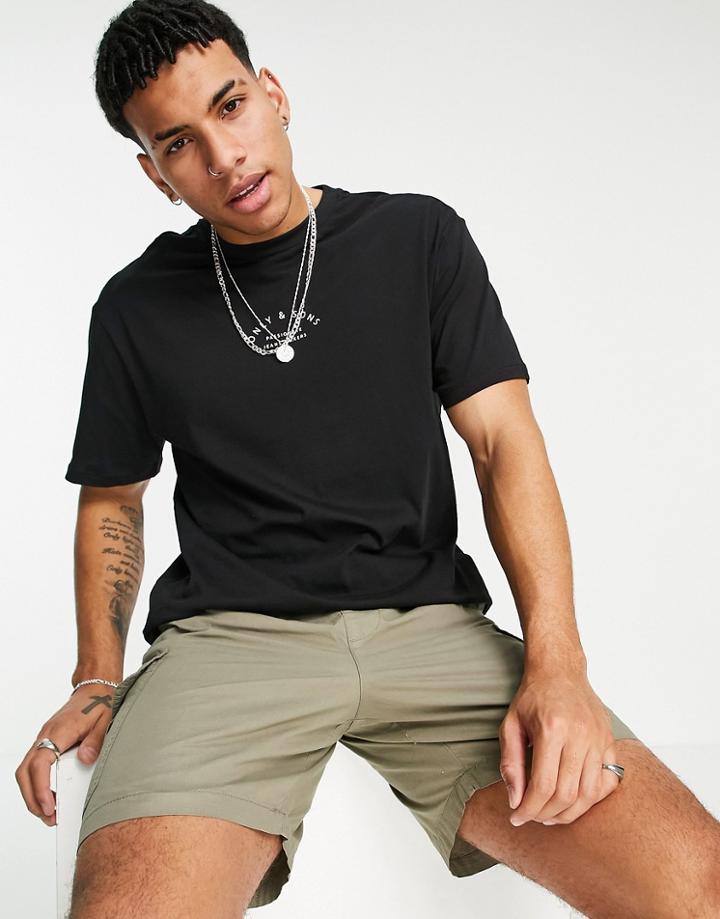 Only & Sons Relaxed Fit Logo T-shirt In Black