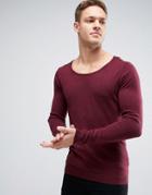 Asos Scoop Neck Sweater In Muscle Fit - Red