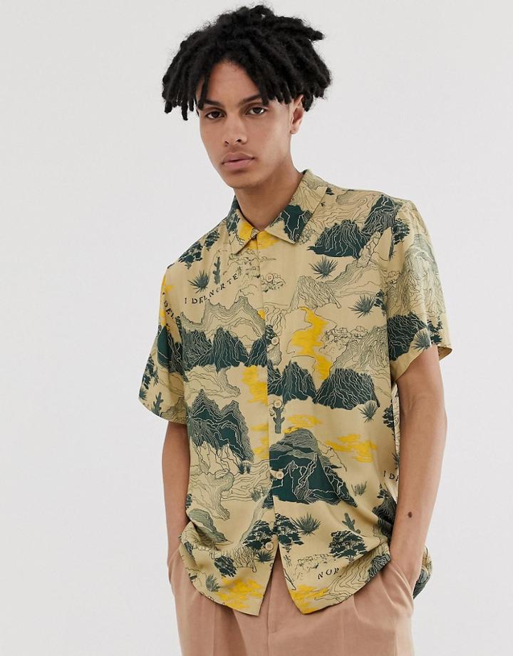 Weekday Coffee Shirt In Desert Print - Tan