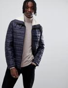 Antony Morato Quilted Jacket In Navy With Fleece Collar