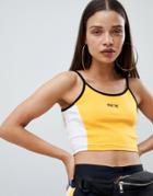 The Ragged Priest Cropped Cami Top With Slogan - Yellow