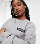 Napapijri Patch Long Sleeve T-shirt In Gray Exclusive To Asos-grey