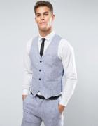 Only & Sons Skinny Vest In Linen - Navy