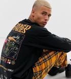 Crooked Tongues Oversized Long Sleeve T-shirt In Black With Back Print