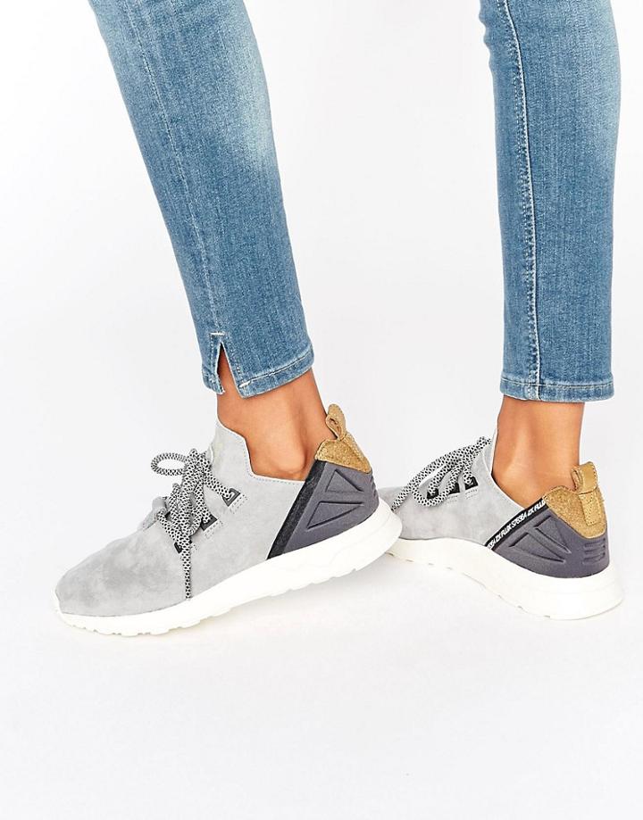 Adidas Originals Grey Suede Flux Adv Trainers - Gray