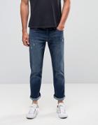 Hollister Slim Straight Jeans Stretch Indigo Dark Wash In Blue - Blue
