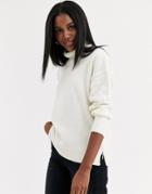 Brave Soul Roll Neck Sweater With Side Zip In Cream