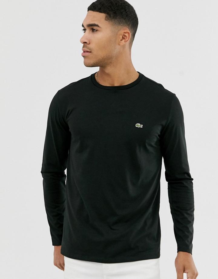 Lacoste Logo Long Sleeve Top In Black