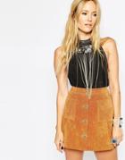 Asos Festival Halter Top With Coin Embellishment - Charcoal