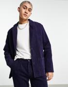 Bando Relaxed Fit Cord Patch Pocket Suit Jacket-blues