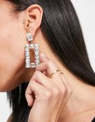 True Decadence Oversized Crystals Square Drop Earrings In Gold