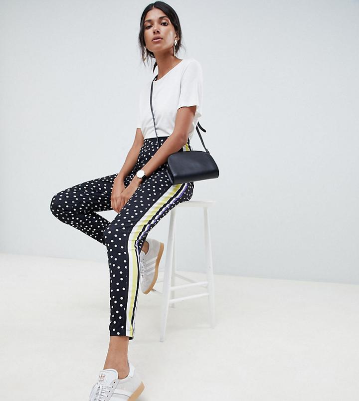 Asos Tall Peg Pants In Spot And Stripe Print-black