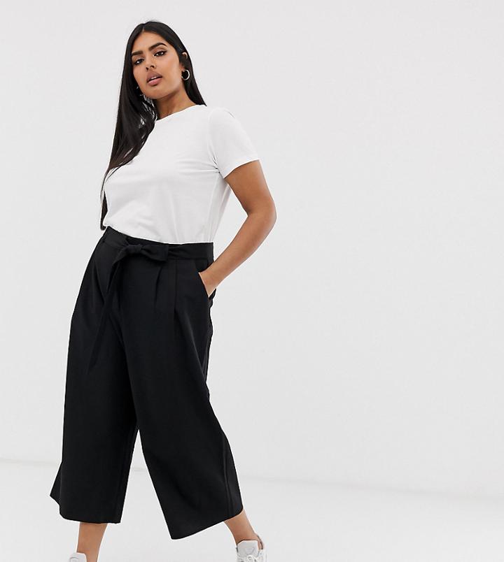 Asos Design Curve Mix & Match Culotte With Tie Waist-black