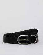 Bershka Belt In Black With Silver Buckle - Black
