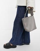 Reiss Hudson Leather Mini Bucket Bag In Gray-grey