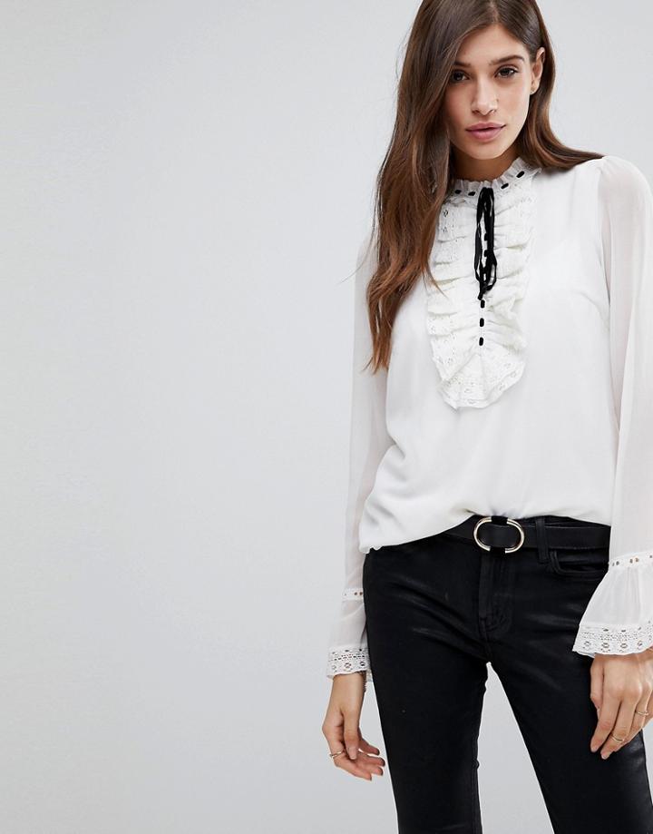Vero Moda Victoriana Blouse With Tie Neck - White