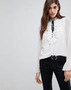 Vero Moda Victoriana Blouse With Tie Neck - White