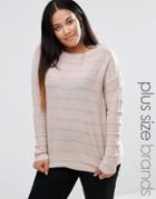 Brave Soul Plus Sweater With Metallic Stripe - Pink