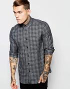 Asos Shirt With Long Sleeve And Marl Check - Gray