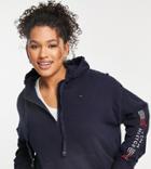 Tommy Hilfiger Curve Flex Cotton Blend Hoodie With Logo Detail In Navy - Navy