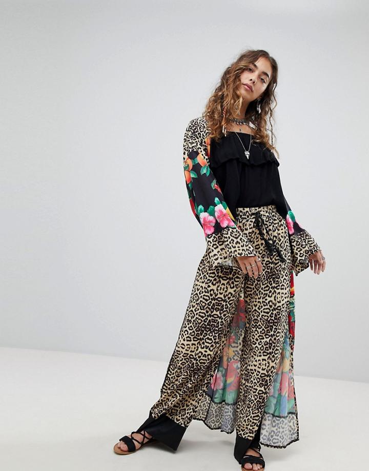 Kiss The Sky Wide Leg Pants In Leopard Print Co-ord - Multi