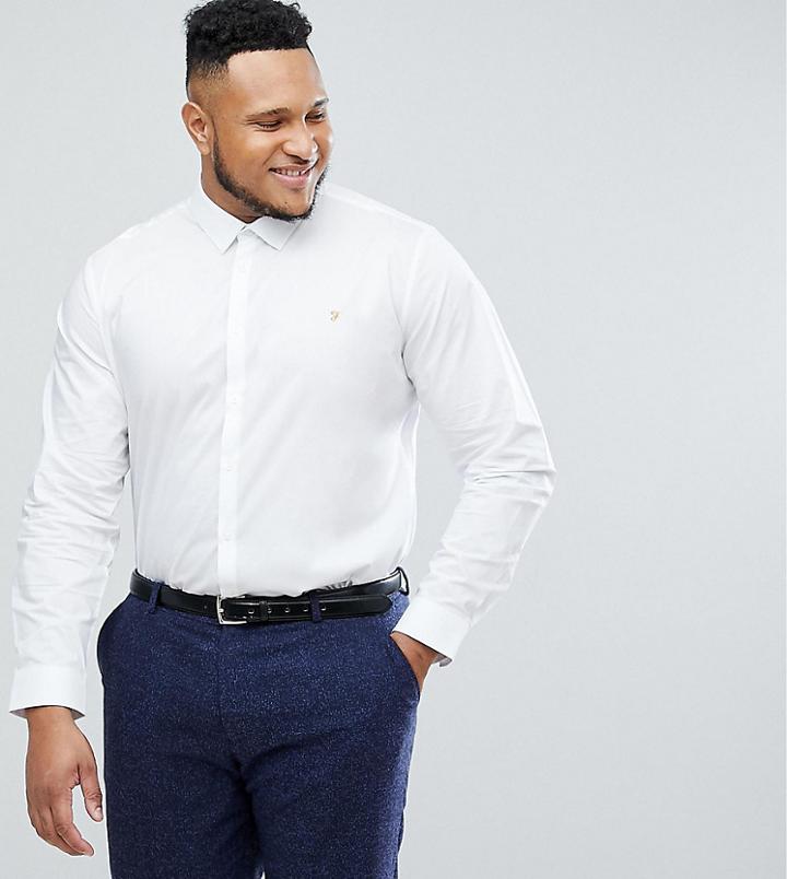 Farah Plus Classic Shirt In Slim Fit With Stretch - White