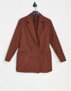 In The Style X Naomi Genes Oversized Fit Double Breasted Blazer In Chocolate-brown