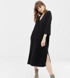 Monki V-neck Maxi Knit Dress In Black