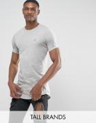 Le Breve Tall Logline Curved Hem Twill Shoulder T-shirt - Gray